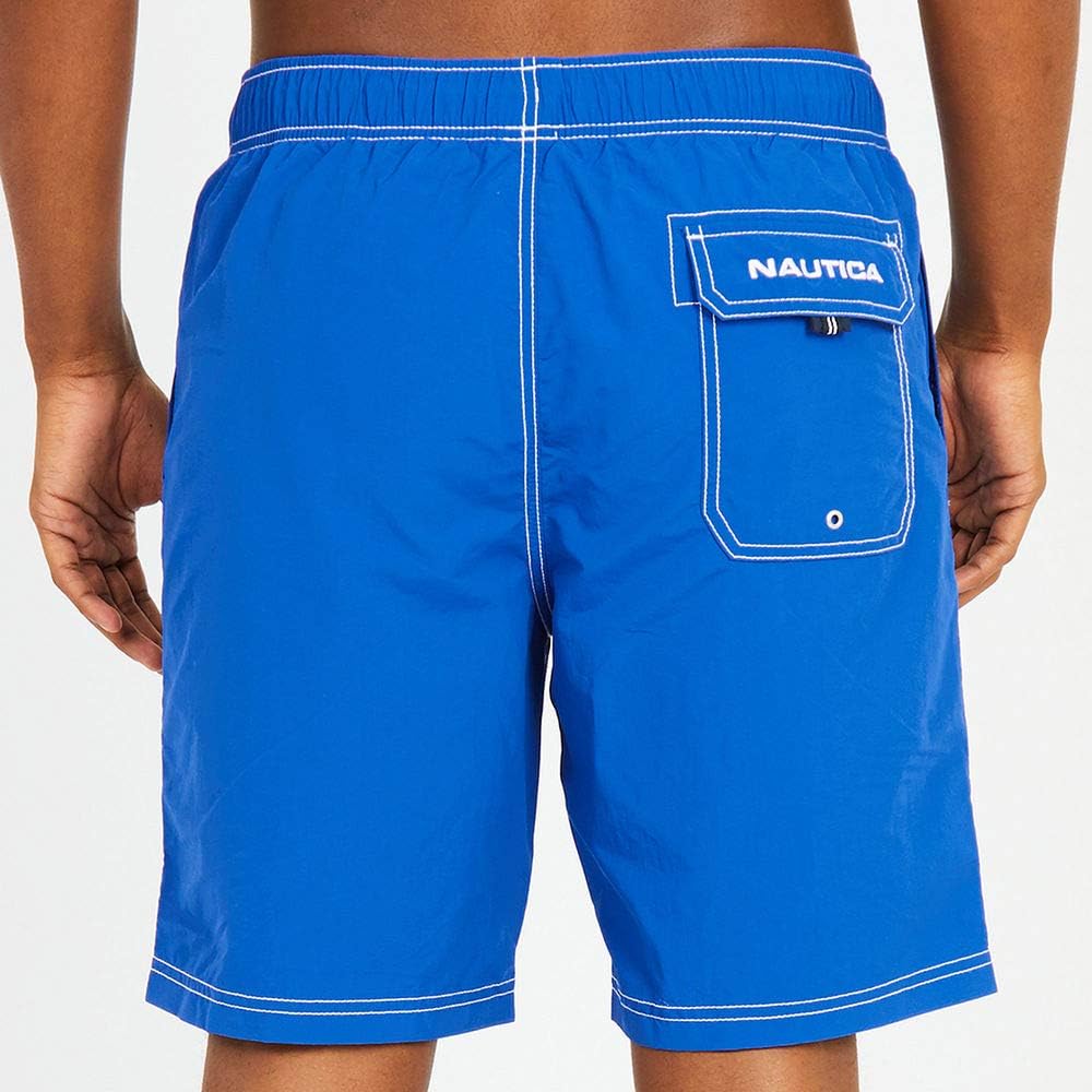 Nautica Men's Solid Quick Dry Classic Logo Swim-Trunk