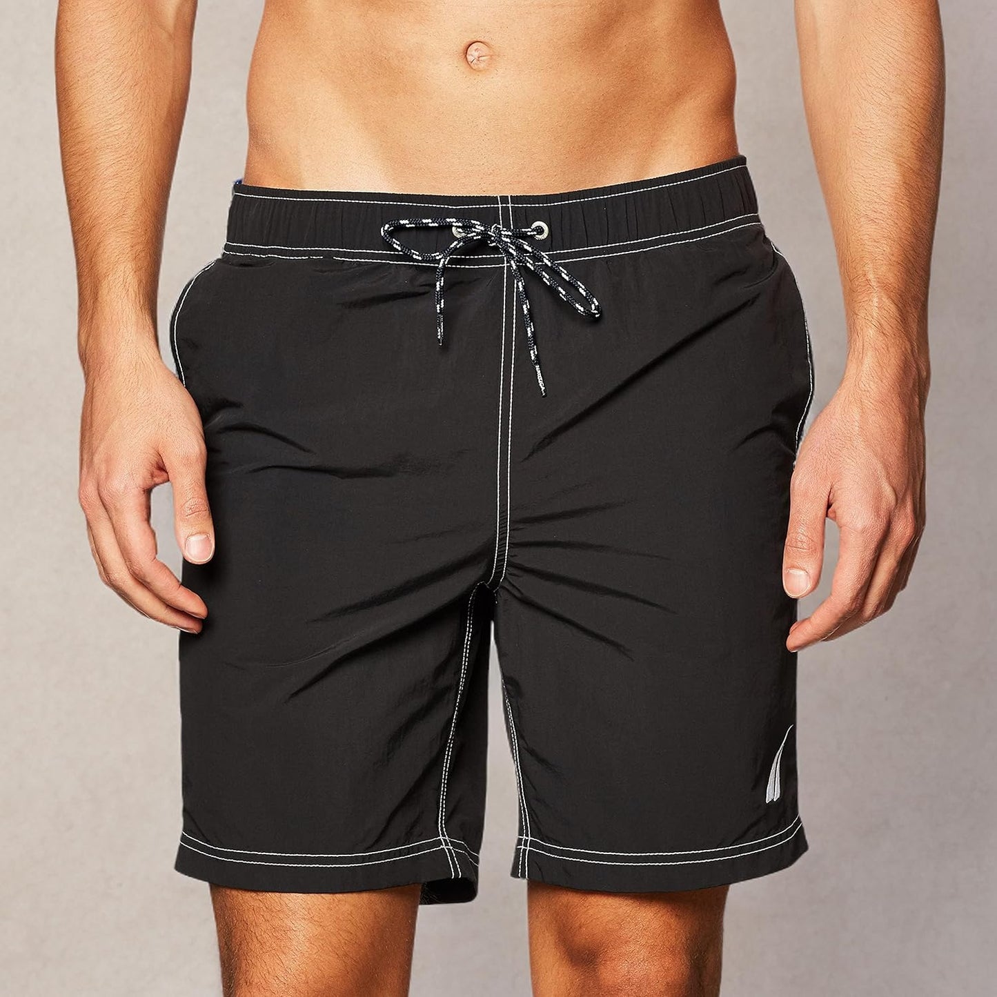 Nautica Men's Solid Quick Dry Classic Logo Swim-Trunk