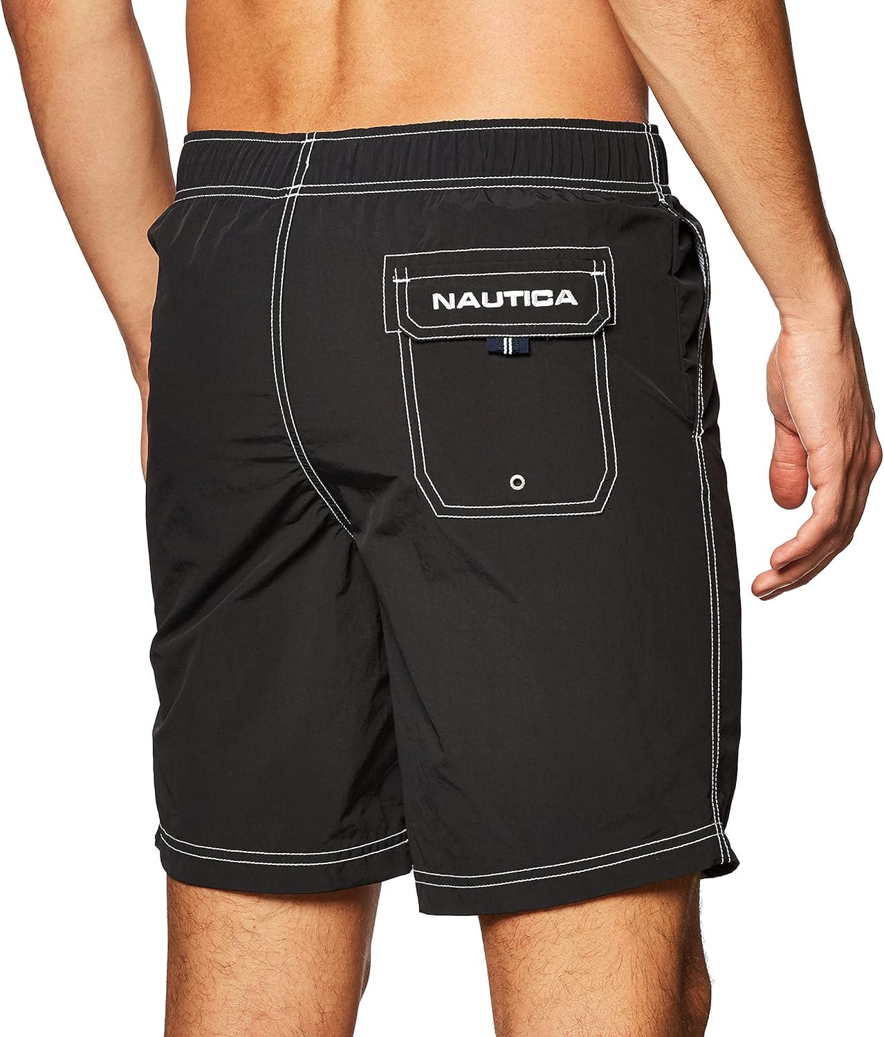 Nautica Men's Solid Quick Dry Classic Logo Swim-Trunk