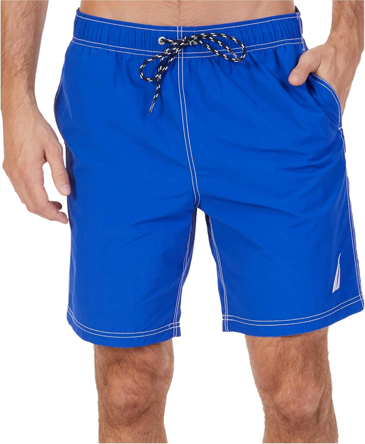 Nautica Men's Solid Quick Dry Classic Logo Swim-Trunk