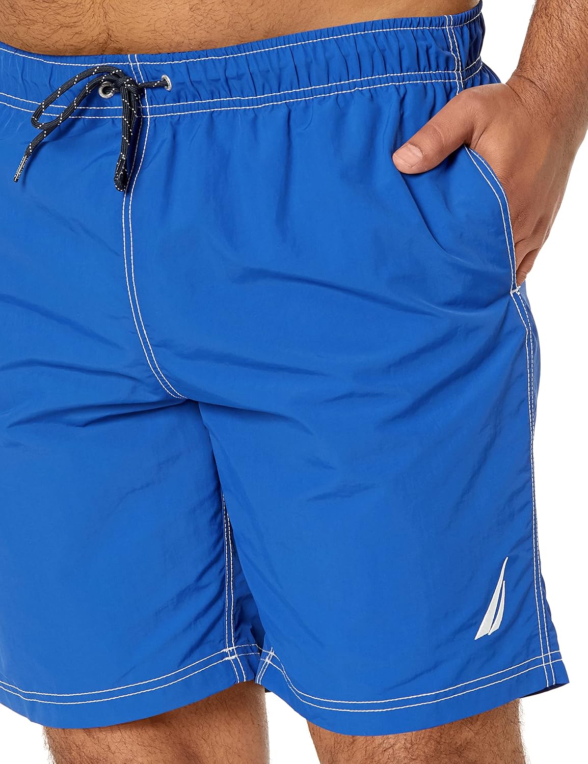 Nautica Men's Solid Quick Dry Classic Logo Swim-Trunk