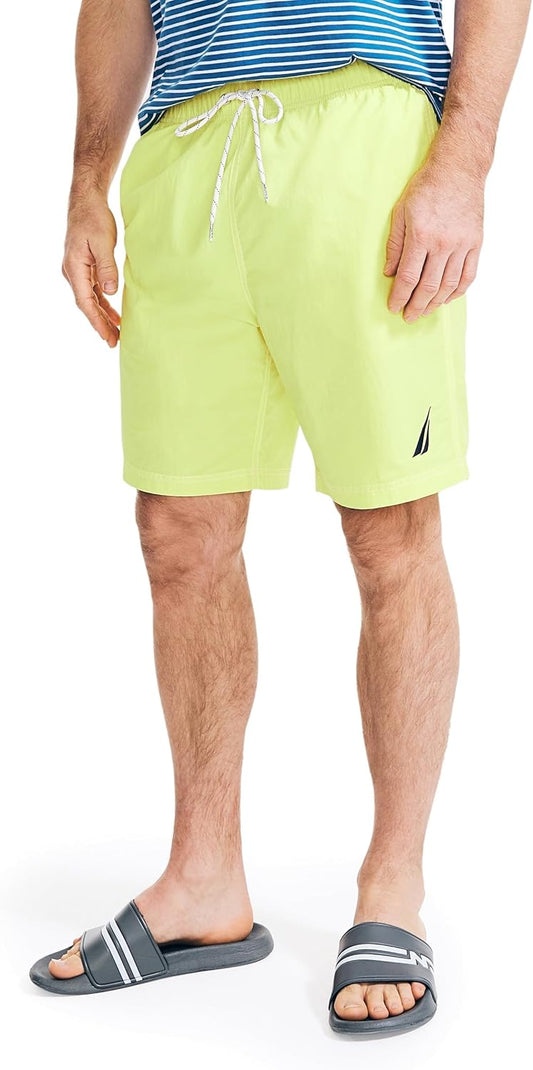 Nautica Men's Solid Quick Dry Classic Logo Swim-Trunk