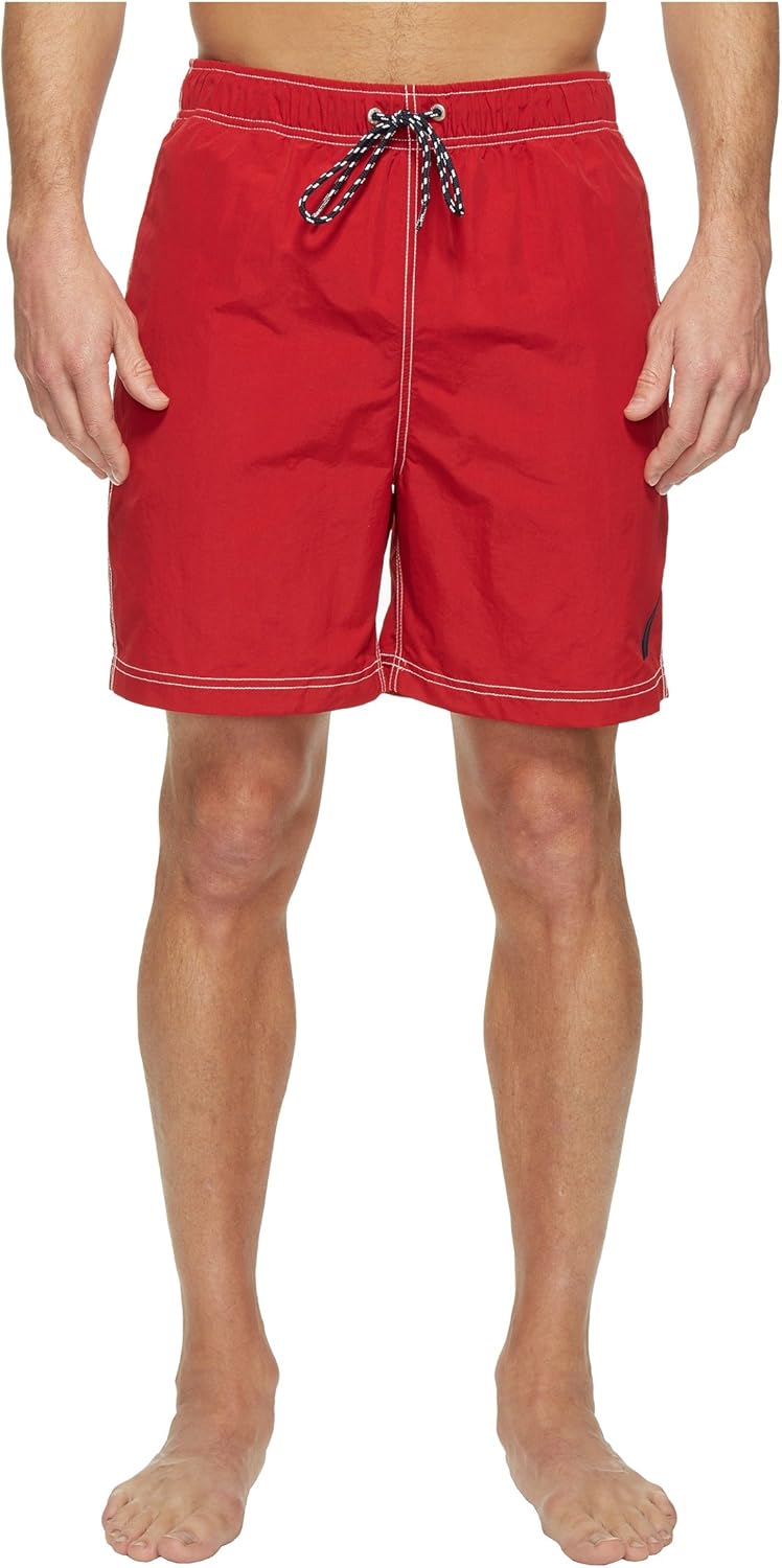 Nautica Men's Solid Quick Dry Classic Logo Swim-Trunk