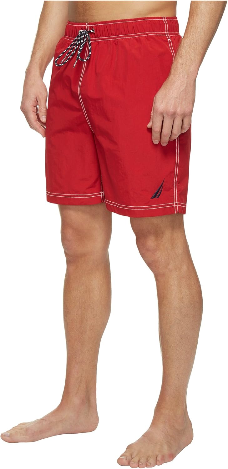 Nautica Men's Solid Quick Dry Classic Logo Swim-Trunk