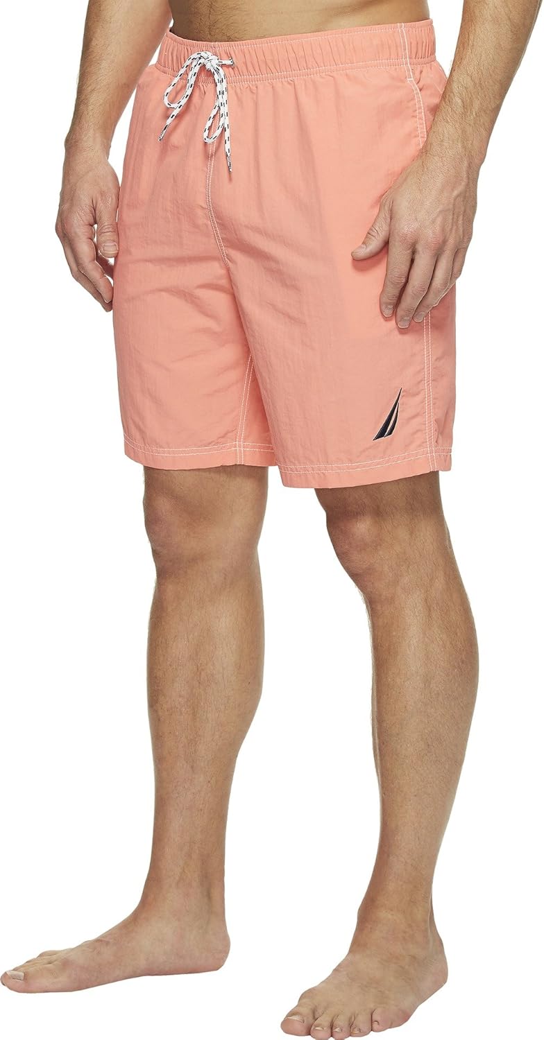 Nautica Men's Solid Quick Dry Classic Logo Swim-Trunk