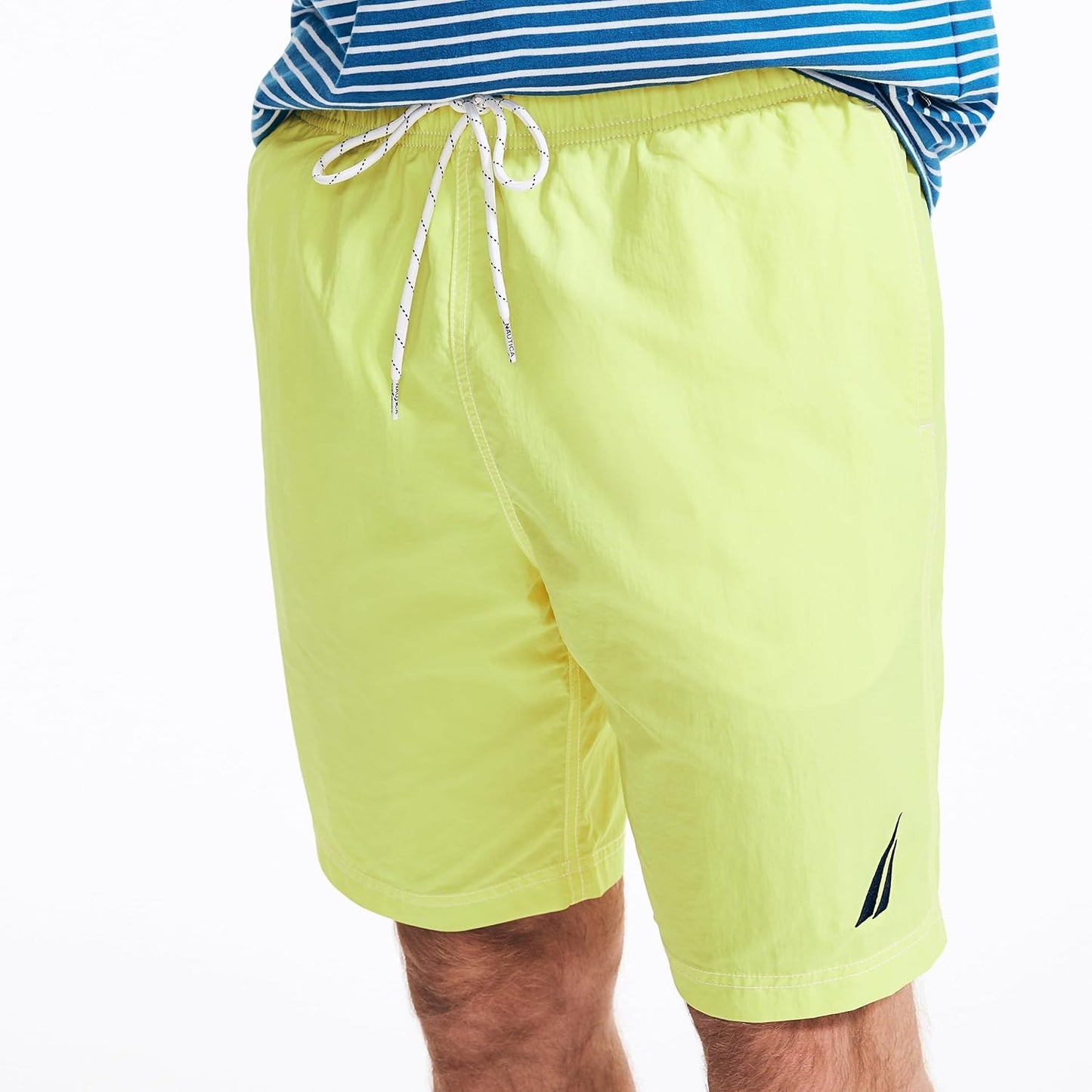 Nautica Men's Solid Quick Dry Classic Logo Swim-Trunk