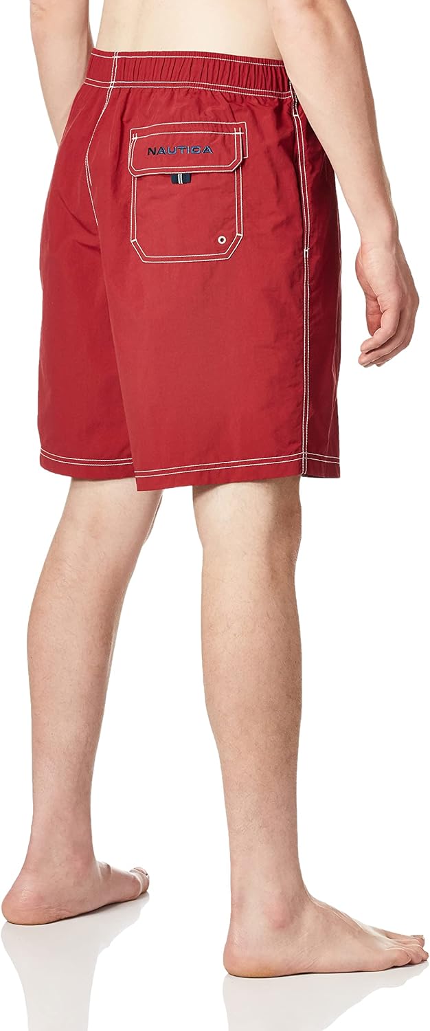 Nautica Men's Solid Quick Dry Classic Logo Swim-Trunk