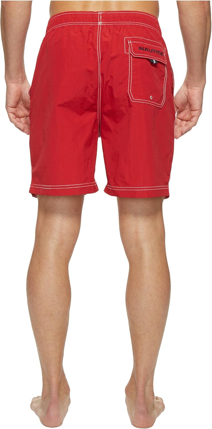 Nautica Men's Solid Quick Dry Classic Logo Swim-Trunk
