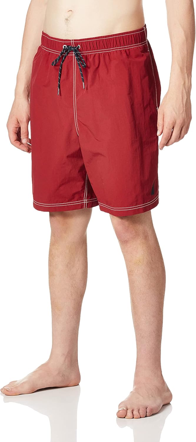 Nautica Men's Solid Quick Dry Classic Logo Swim-Trunk