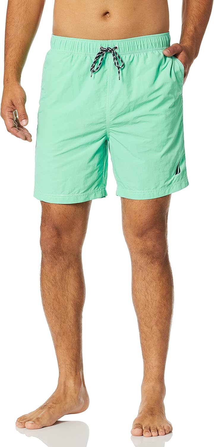 Nautica Men's Solid Quick Dry Classic Logo Swim-Trunk