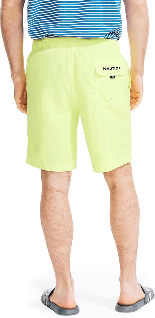 Nautica Men's Solid Quick Dry Classic Logo Swim-Trunk