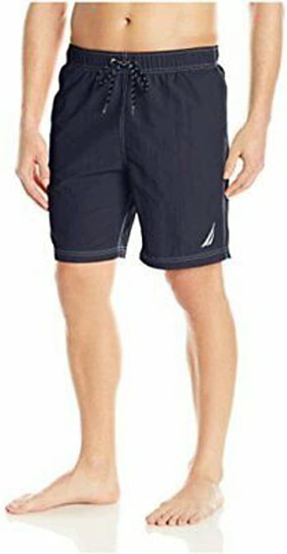Nautica Men's Solid Quick Dry Classic Logo Swim-Trunk