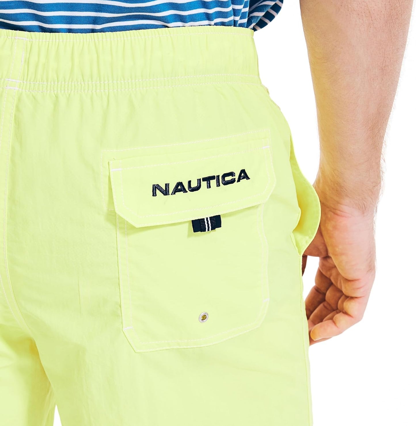 Nautica Men's Solid Quick Dry Classic Logo Swim-Trunk