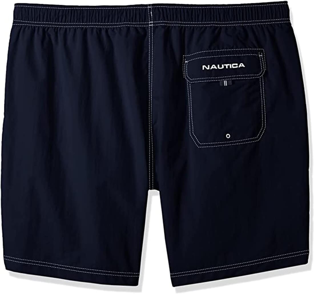 Nautica Men's Solid Quick Dry Classic Logo Swim-Trunk